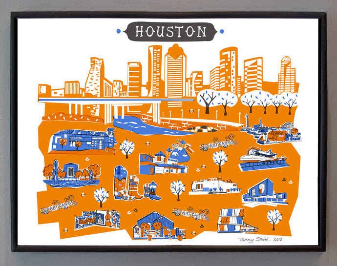 Houston Wall Art-Custom City Print