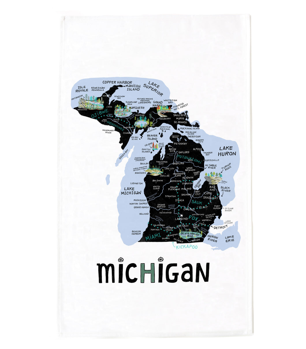State of Michigan Tea Towel