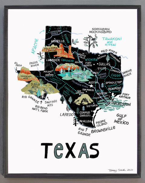 State of Texas Wall Art-color options available