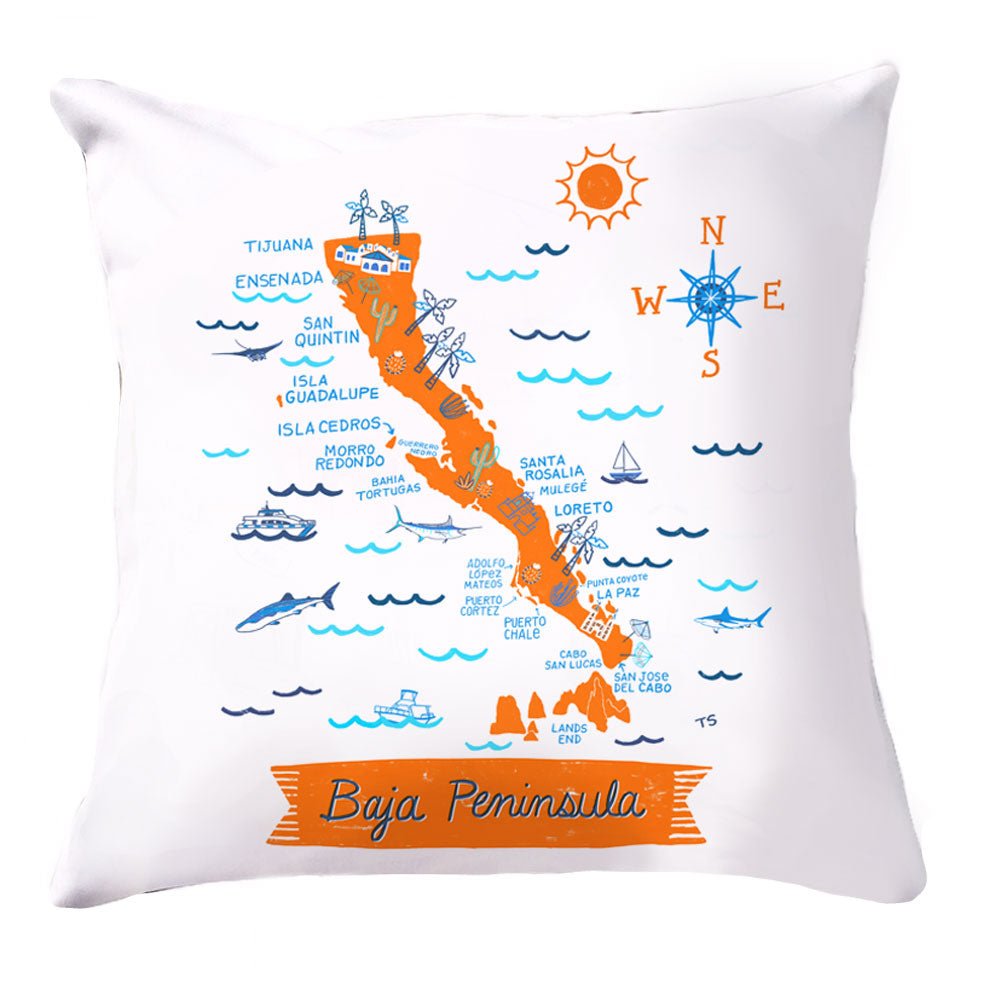 Baja Peninsula Pillow Cover-16 x 16