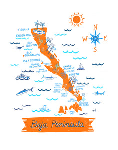 Baja Peninsula Wall Art-Custom City Print