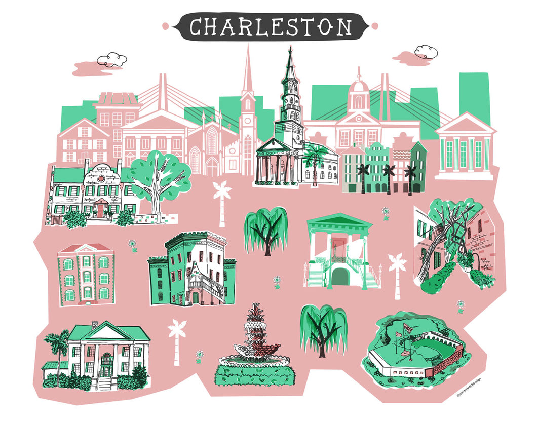 Charleston Wall Art-Custom City Print