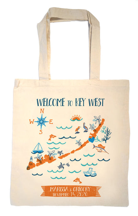 Florida Keys Wedding Welcome Tote Bag-Custom Wedding Tote