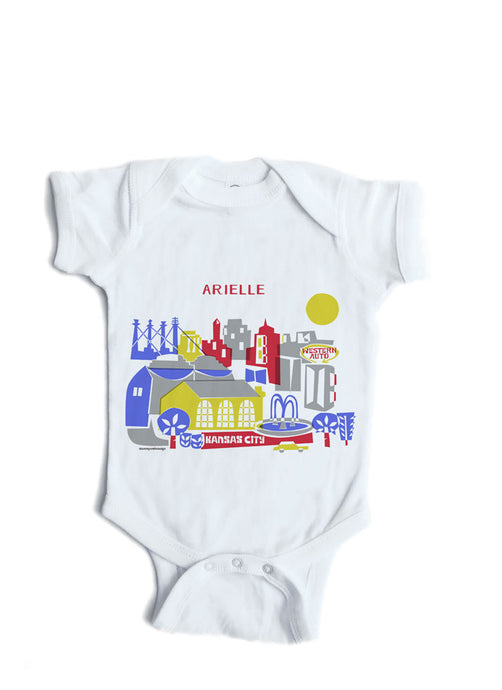 Kansas City MO skyline Baby Onesie-Personalized Baby Gift