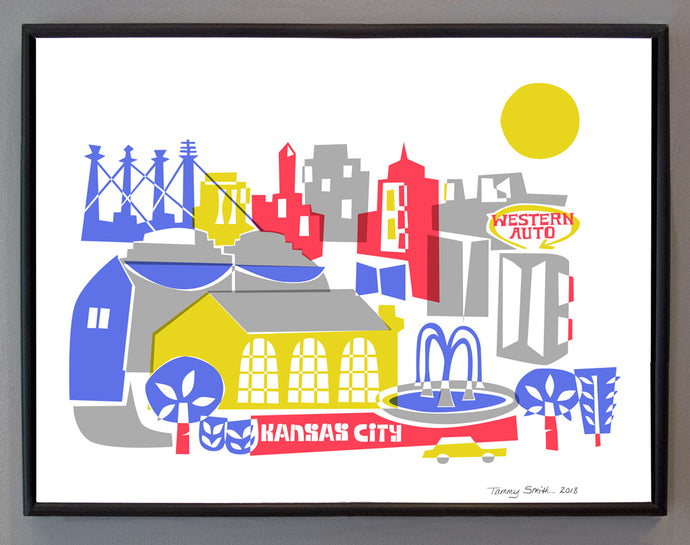 Kansas City skyline Wall Art-Custom City Print