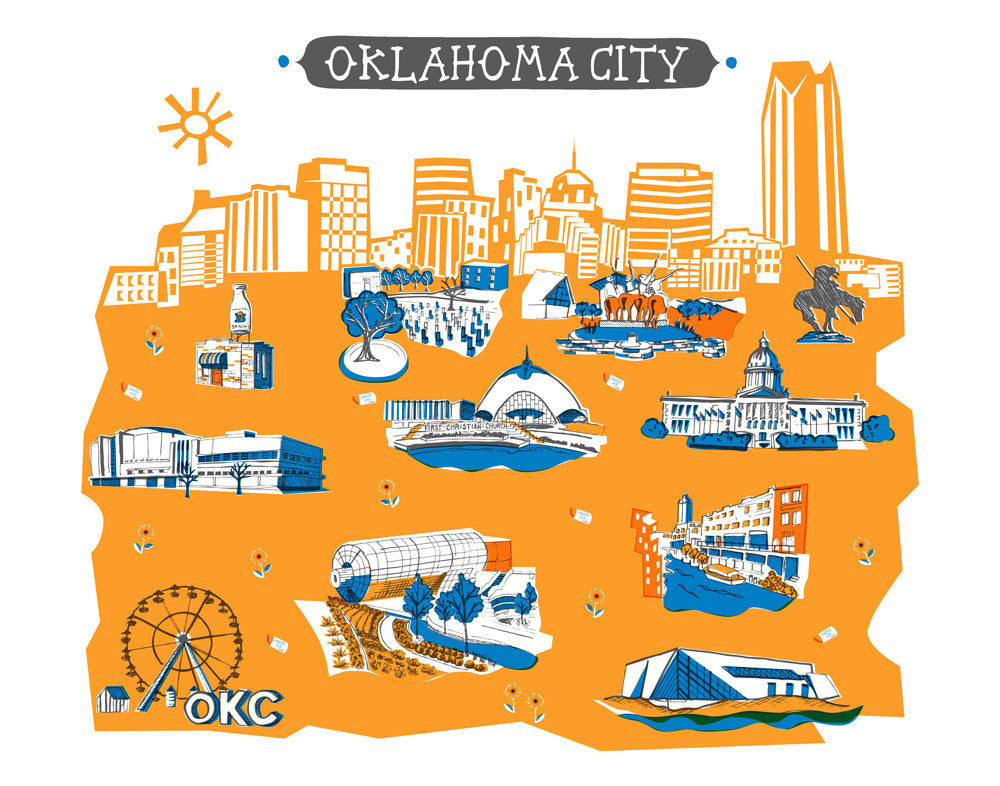 Oklahoma City Wall Art-Custom City Print