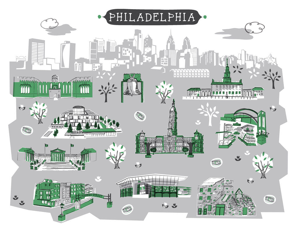 Philadelphia Wall Art-Custom City Print