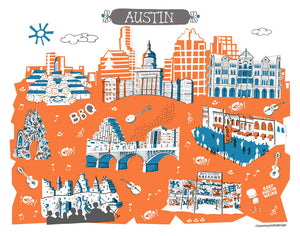 Austin Wall Art-Custom City Print