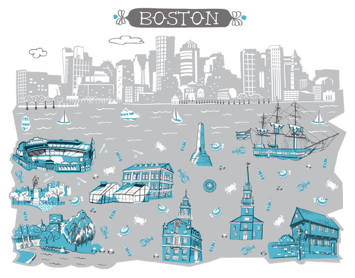 Boston MA Wall Art-Custom City Print