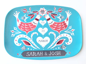 Mod Lovebirds Custom Platter-Personalized Wedding Gift