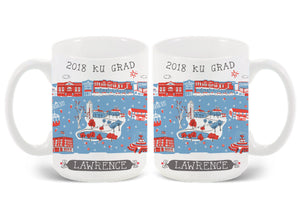 Lawrence Mug-Custom City Mug-KU Mug-Grad Gift