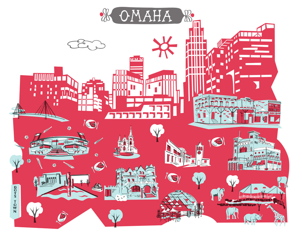 Omaha Wall Art-Custom City Print