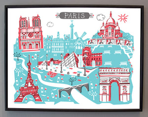 Paris France Wall Art-Custom City Illustration
