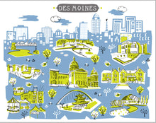 Des Moines Iowa Wall Art-Custom City Print