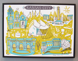 Kansas City Wall Art-Custom City Illustration