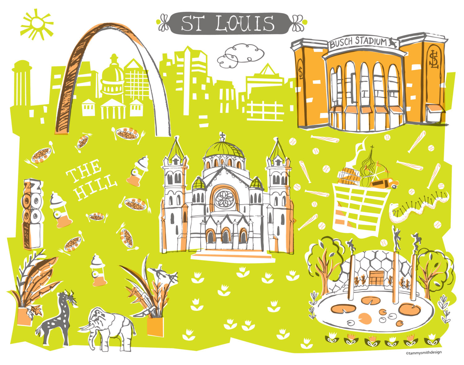 St. Louis MO Wall Art-Custom City Print – Tammy Smith Design