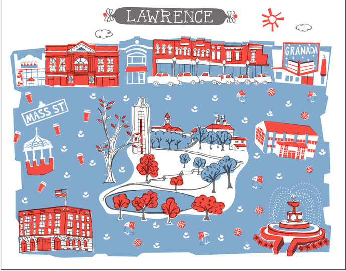 Lawrence KS Wall Art-Custom City Print