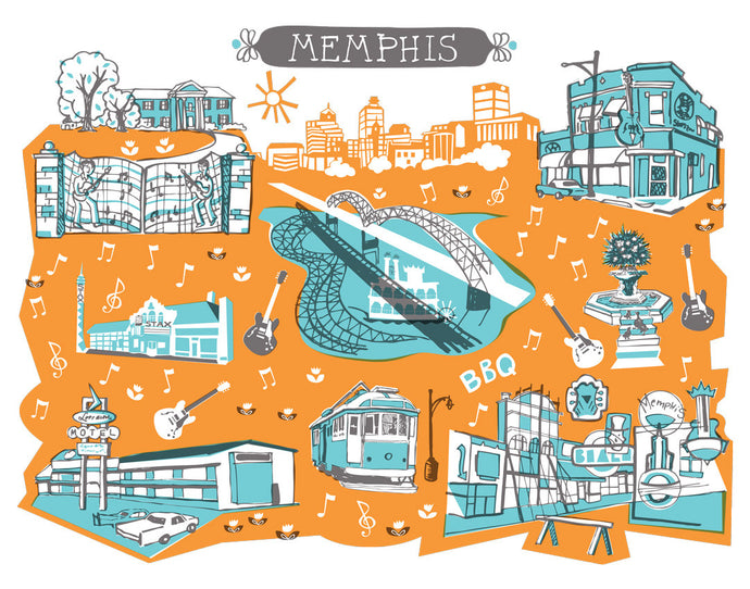 Memphis Tennessee Wall Art-Custom City Print