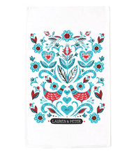 Mid Century Mod Lovebirds/Wedding Tea Towel-17x28-custom order